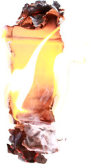 burning paper on transparent background