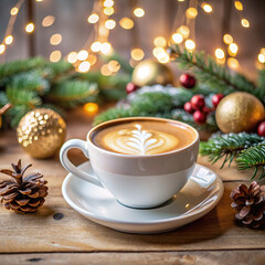 Obraz premium cup of coffee with christmas decorations