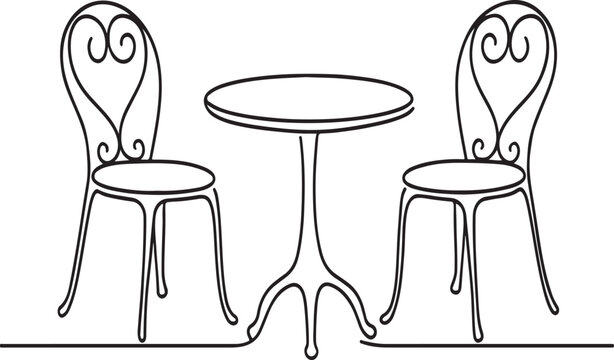vector illustration of hand drowing chairs and table furniture set