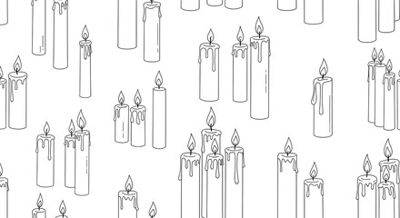 Candlelight Serenity - A Seamless Pattern of Hand-Drawn Candles.