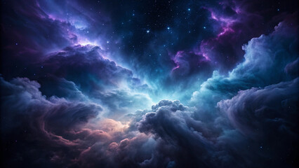 Cosmic Nebula with Stars and Swirling Clouds in Deep Space galaxy cosmos Background