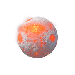 Obraz premium Fiery orange asteroid with cratered surface