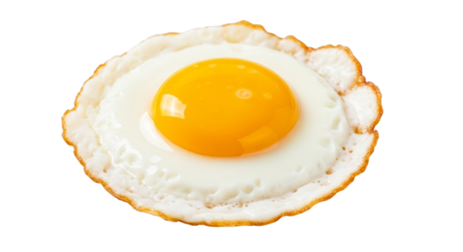 Fried sunny side up breakfast egg isolated on background on transparent background