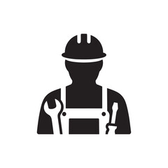 Workforce Silhouettes: Minimalist Labor Icons, Construction Crew Symbols, Black & White Vectors