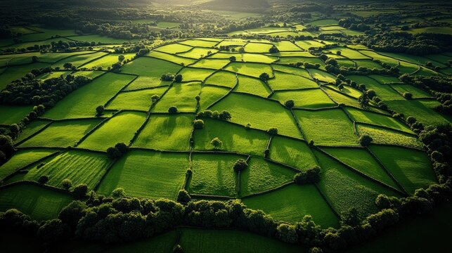 Aerial view of meticulously divided green fields (1)