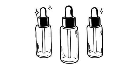 Set of Skincare Serum Bottles with Reflection and Soft Lighting — Beauty Product Advertising Concept with Background Removed