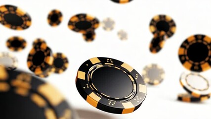 Closeup of a casino chip with orange and black accents - Powered by Adobe
