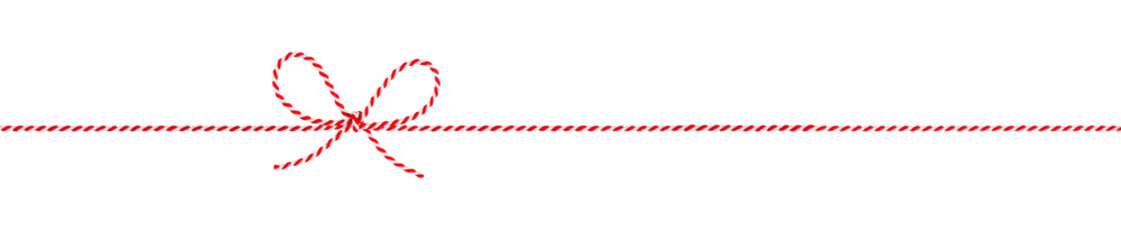 Red and White String Rope with Bow Isolated on White and Png Transparent Background © fotoyou