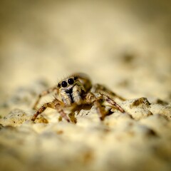 Harlequin Jumping Spider (Salticus scenicus) in spring.