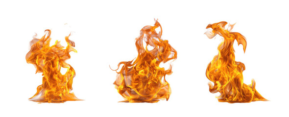 Three stylized fire flames against a black background