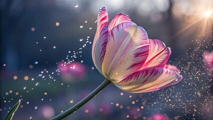 Fantasy tulip flower with glowing lighting rays image