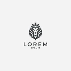 Elegant black and white lion head logo with a crown