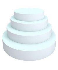 Four Tiered White Cylindrical Display Stand on Transparent Background podium pedestal isolated on a transparent background