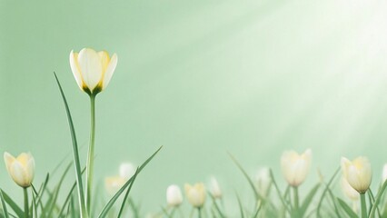 multicolor tulip  vibrant spring meadow field 