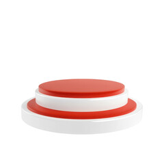 3D Rendered Red And White Circular Podium stage platform isolated on a transparent background