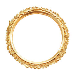 Ornate Gold Laurel Wreath Circular Frame with Leafy Design on Black graphic isolated on a transparent background