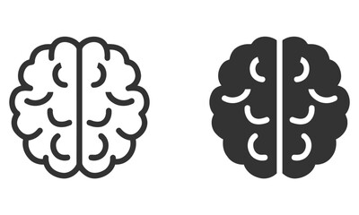  Vector illustration of brain icons in outline and solid styles ideal for representing intelligence cognition and mental health concepts