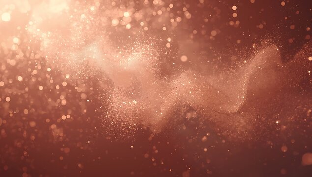 Abstract warm glowing bokeh lights shimmering with golden and copper tones creating a magical festive atmosphere