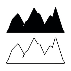 Silhouette of mountains, deep black, flat vector illustration.