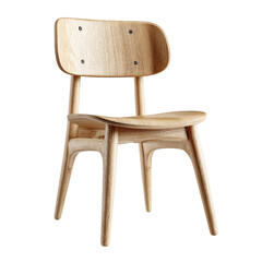 Modern Light Wood Chair with Curved Seat and Back furniture wooden isolated on a transparent background