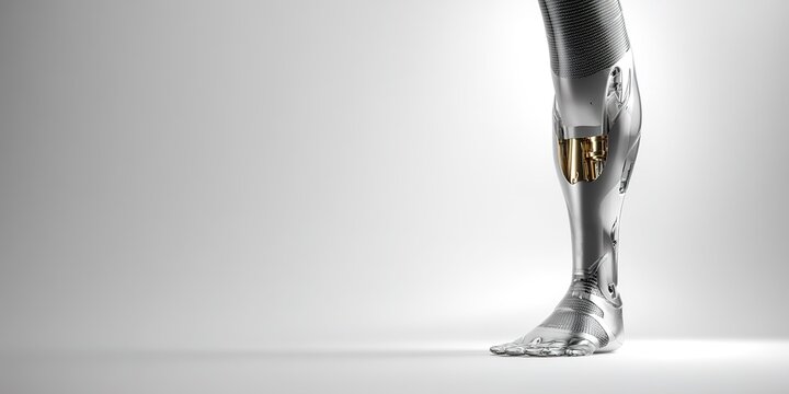 Futuristic prosthetic leg showcasing advanced technology in design and functionality for enhanced mobility