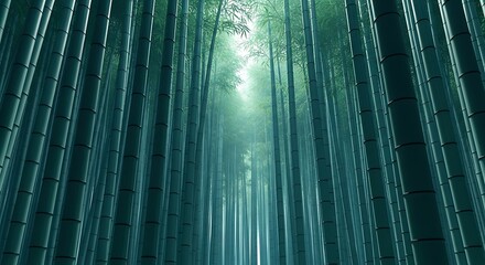 Abstract green light streaks through dark vertical lines