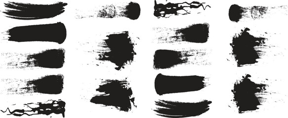 Grunge Brush Strokes Set – Distressed Ink Texture Collection – Abstract Paint Stroke Vector Pack