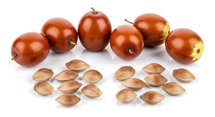 Obraz premium Fresh jujube fruits and seeds isolated on white background