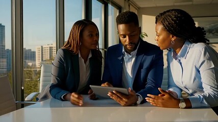 Business meeting collaboration teamwork office discussion african american professional strategy plan