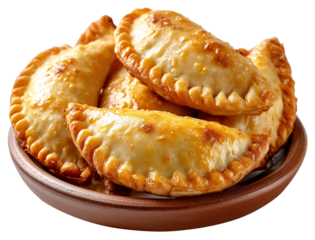 Savory Delights: A close-up shot of golden-brown pastries on a rustic ceramic plate, a culinary celebration of taste and tradition.