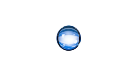 Isolated clear transparent ball, sphere orb, clean blue bubble or marble object