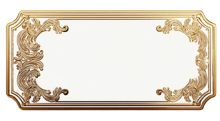 Gold-edged, ornate label with blank center
