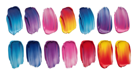 Colorful paint strokes artistic texture background design on transparent background