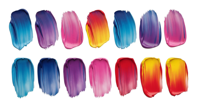 Colorful paint strokes artistic texture background design on transparent background - Powered by Adobe