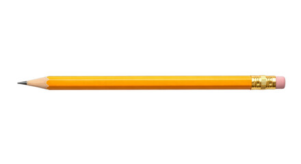 Stock photo of yellow pencil for writing and drawing art on transparent background