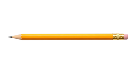Stock photo of yellow pencil for writing and drawing art on transparent background