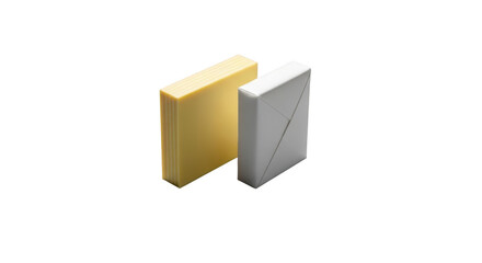 Two rectangular blocks one gold one silver isolated metallic objects presenting options choices illustration
