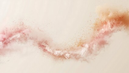 Fototapeta premium Abstract swirl of soft pink and golden powder particles exploding in a delicate wave