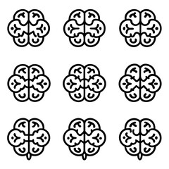 Nine brain icons arranged in a grid pattern