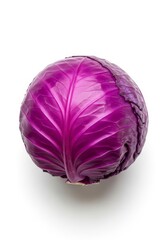 Fototapeta premium Fresh Red Cabbage Isolated - Fresh and vibrant red cabbage on a white background. Perfect for cooking or nutrition concepts