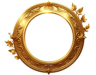 Glowing studio strobe light transparent background - Firefly_Ornate round golden frame with intricate floral patterns, isolated on PNG cutout tran