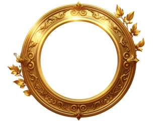 Glowing studio strobe light transparent background - Firefly_Ornate round golden frame with intricate floral patterns, isolated on PNG cutout tran
