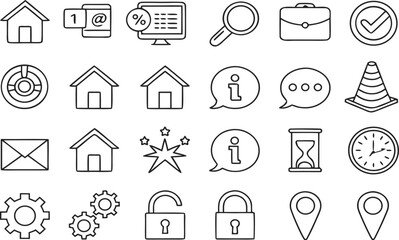 Real estate home house icons vector set for web and business design symbols