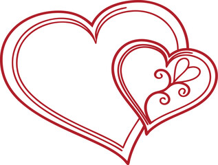 Red heart illustration vector design symbol for love, romance, passion, wedding, and Valentine's Day decoration on a white background