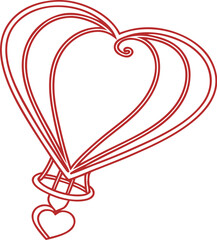 A vector illustration of two red hearts decorated with a golden ribbon, symbolizing love and romance for Valentine's Day or a wedding gift card design