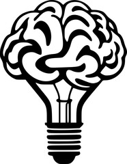 Smart thinking light bulb with brain silhouette vector for futuristic concept art