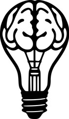 Light bulb silhouette with brain design for imagination, intelligence, and concept