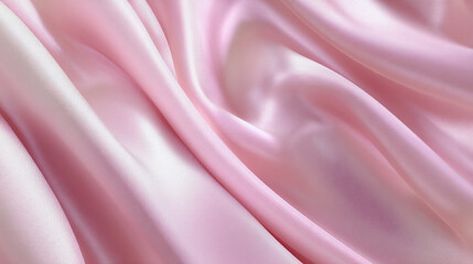 Obraz premium Elegant pink silk fabric with soft waves and delicate folds, creating a sense of luxury and grace