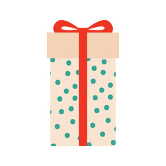 A gift box with a bow. Flat vector illustration isolated on a white background