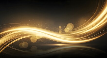 Abstract golden light streaks and bokeh effect on a dark background, symbolizing luxury and celebration.